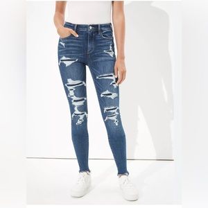 American Eagle cozy next level stretch high rise jegging Ripped Patched 6 short